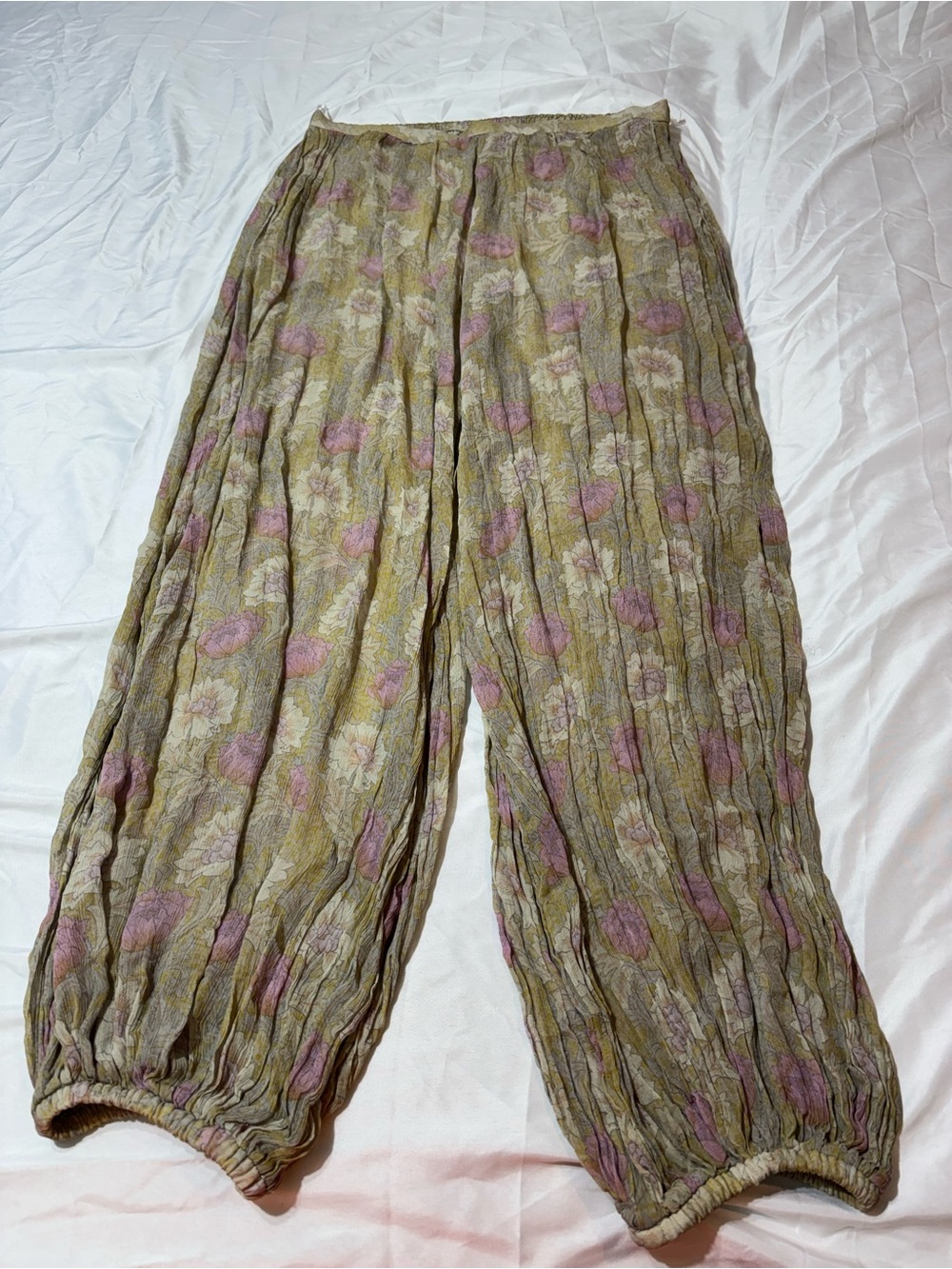 Zara ZW Collection Semi Sheer Floral Balloon Pants M
